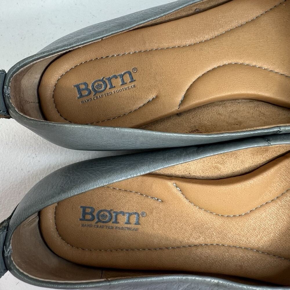 Born Beca Size 8.5 Ballet Flats Gray Leather Comfort Slip On Casual Shoes Dress - Picture 8 of 13